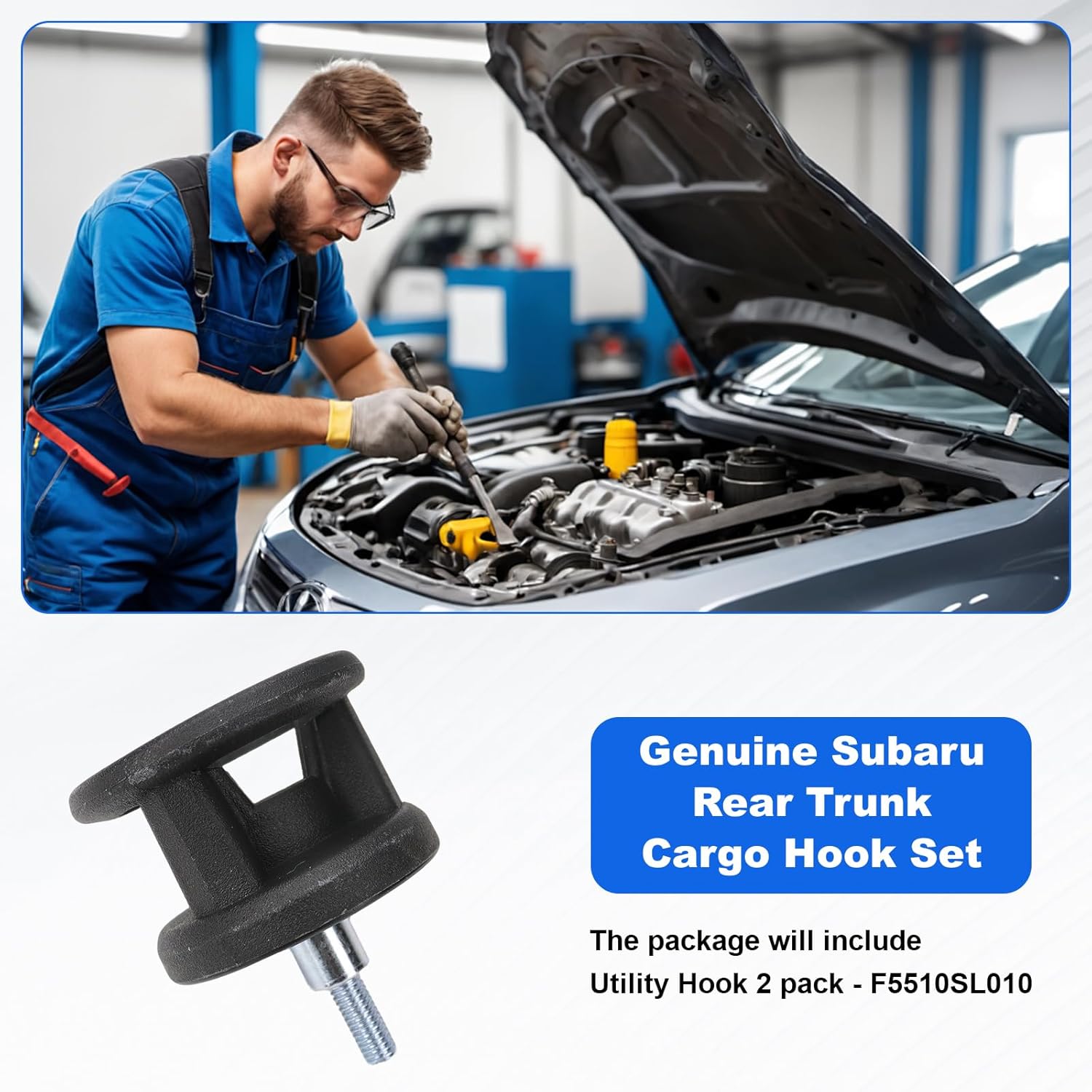 Cargo Area Utility Hooks Set of 2 designed to provide convenient hanging points for grocery bags, cargo nets and so on Compatible with Subaru Forester(2025 2026) Outback(2026) Replaces F5510SL010