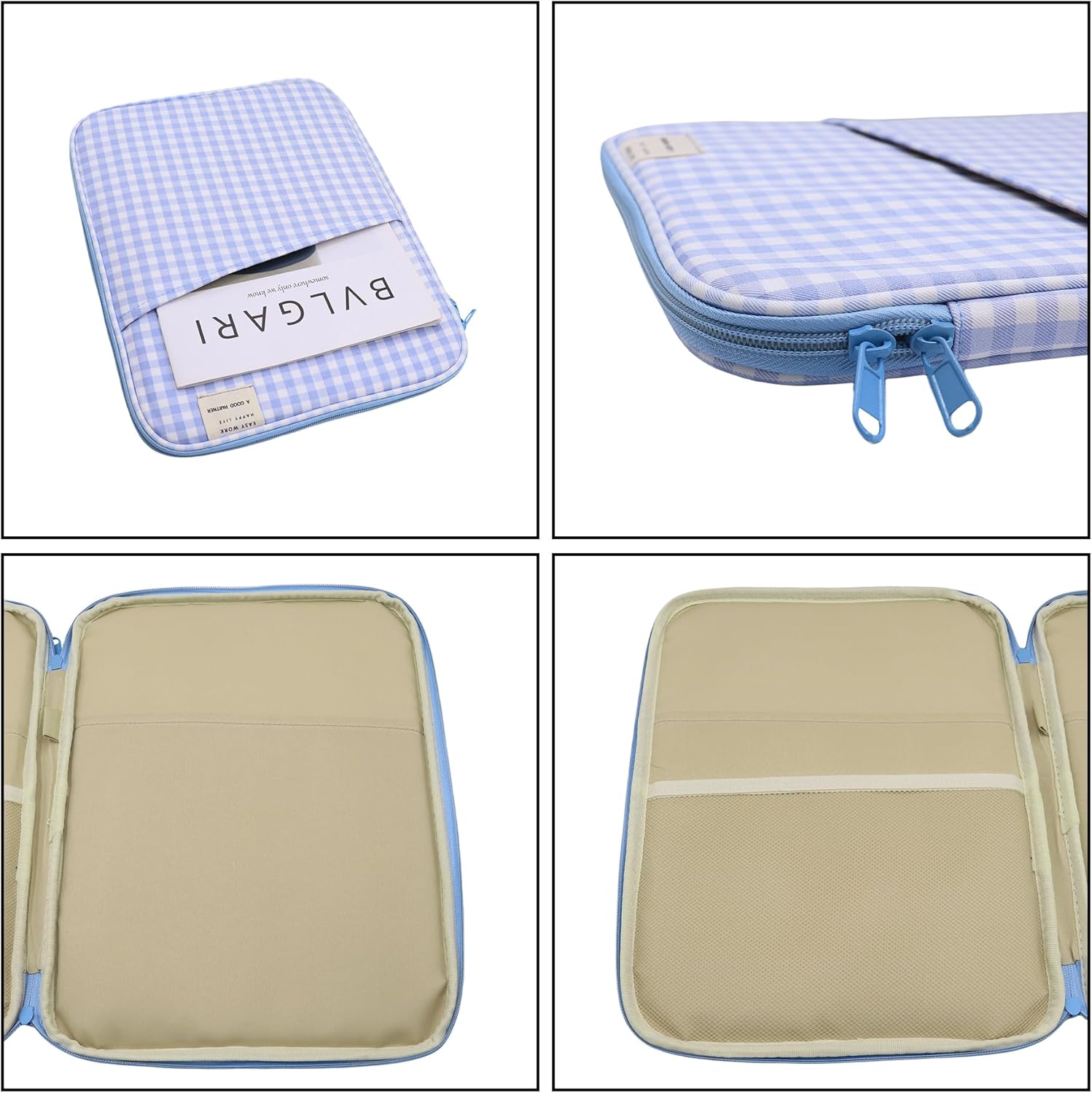 RARITYUS 13-14 Inch Fashion Plaid Laptop Sleeve Bag iPad Protective Case Kawaii Tablet Cover Notebook Storage Bag for Women Girls