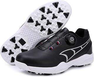 Mens Golf Shoes Leather Golf Trainers Sneakers Non-Slip Spikeless Waterproof Golf Sneakers Couple Beginner Golf Athletic Shoes 46
