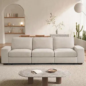 TEKAMON 100-inch Modular Sofa with Storage, USB Ports, and Removable Covers