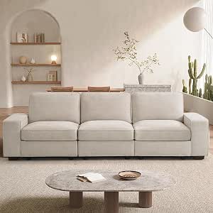 TEKAMON 100" Modular Sofa with Storage, USB, and Removable Covers, Beige