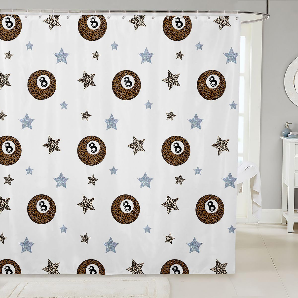 Erosebridal Leopard Cheetah Y2K Shower Curtain Set Decorative 72" Wx72 L