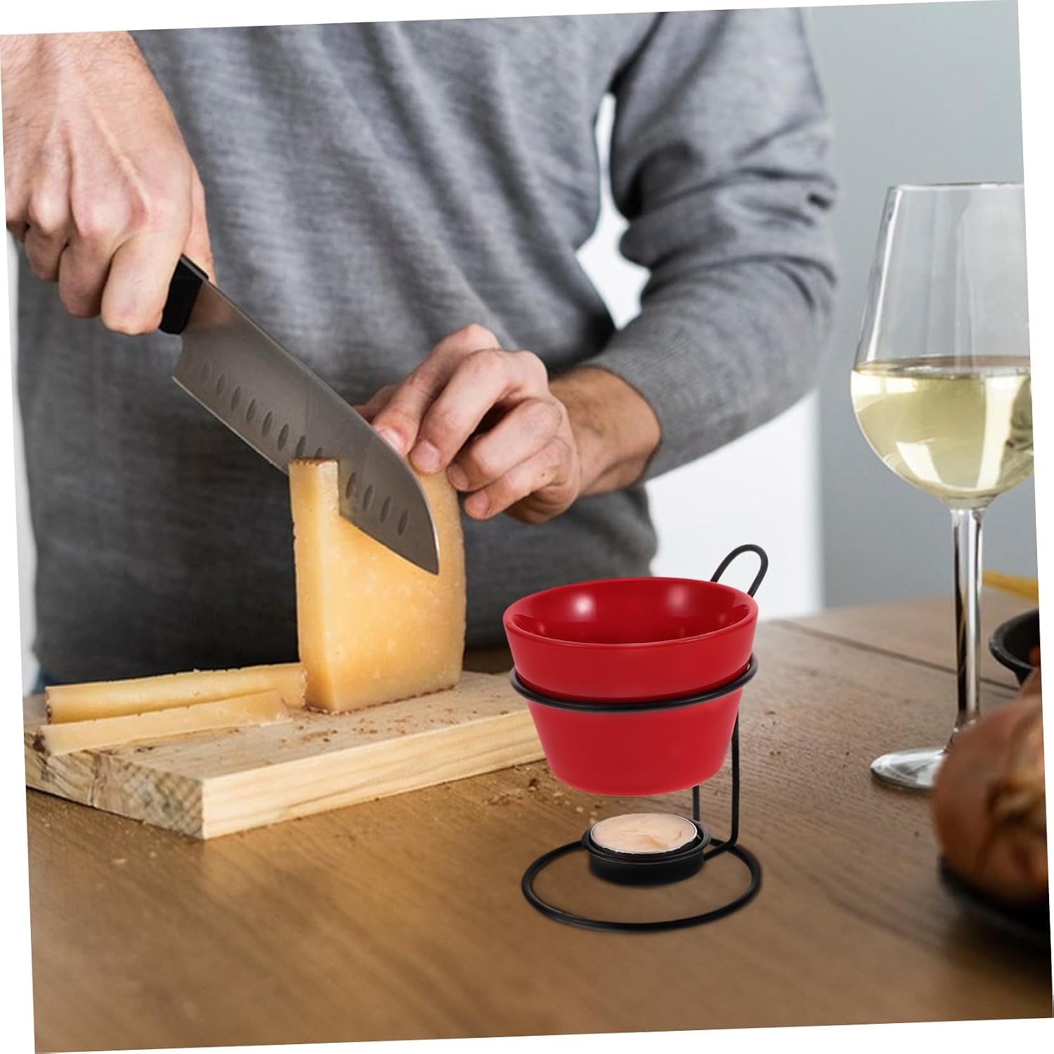 2 Sets Ceramic Cheese Fondue Pot with Iron Rack 150ml Warmers