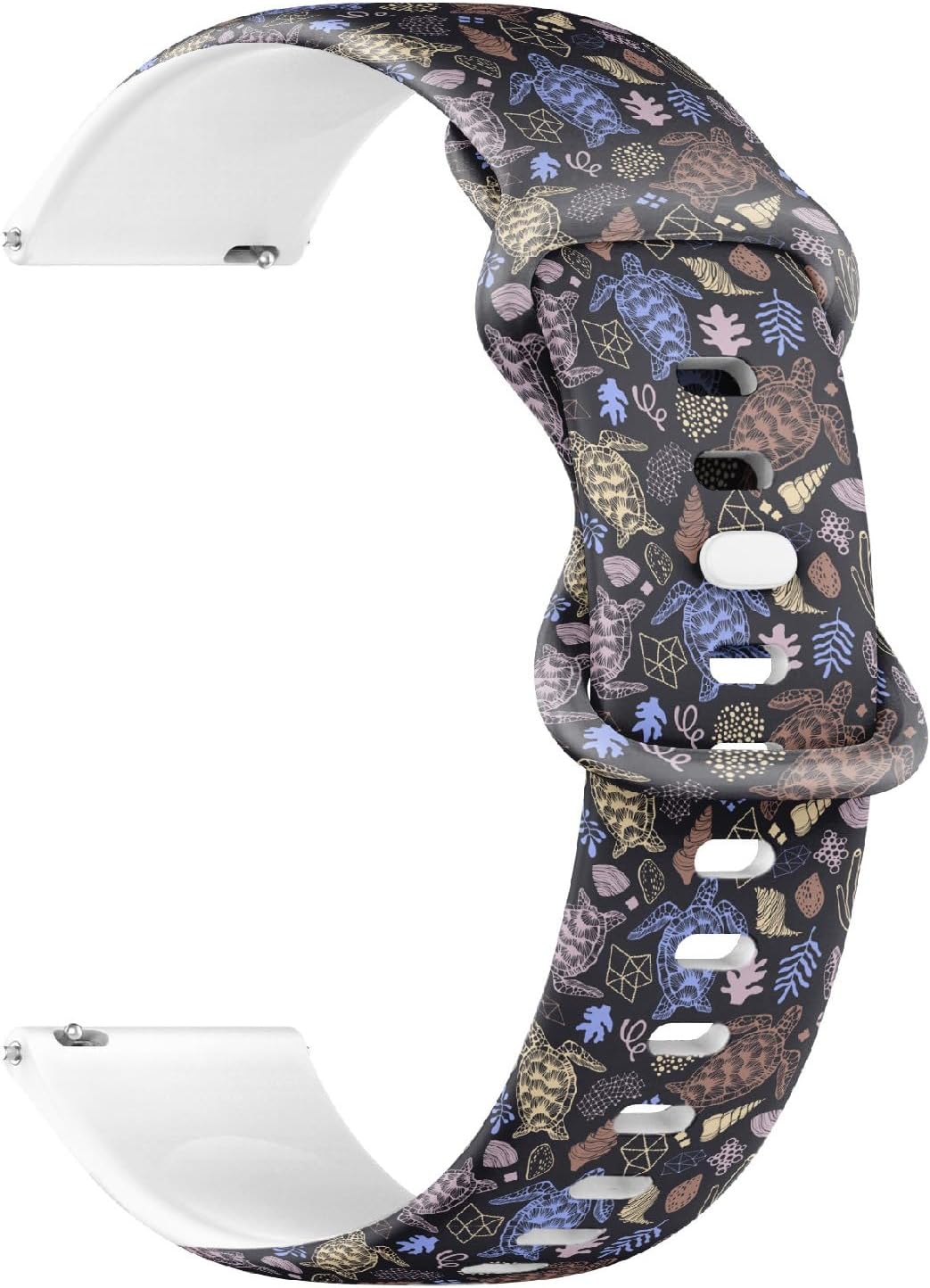 18mm クイックリリースソフトシリコンスポーツウォッチバンド (ウミガメ) 交換用ラバーストラップブレスレット レディース メンズ