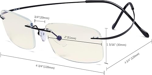 Miniatura 6 de CessBlu Lentes de bloqueo de luz azul para mujeres y hombres, de titanio, sin bordes, para lectura de computadora, anti rayos UV, flexibles