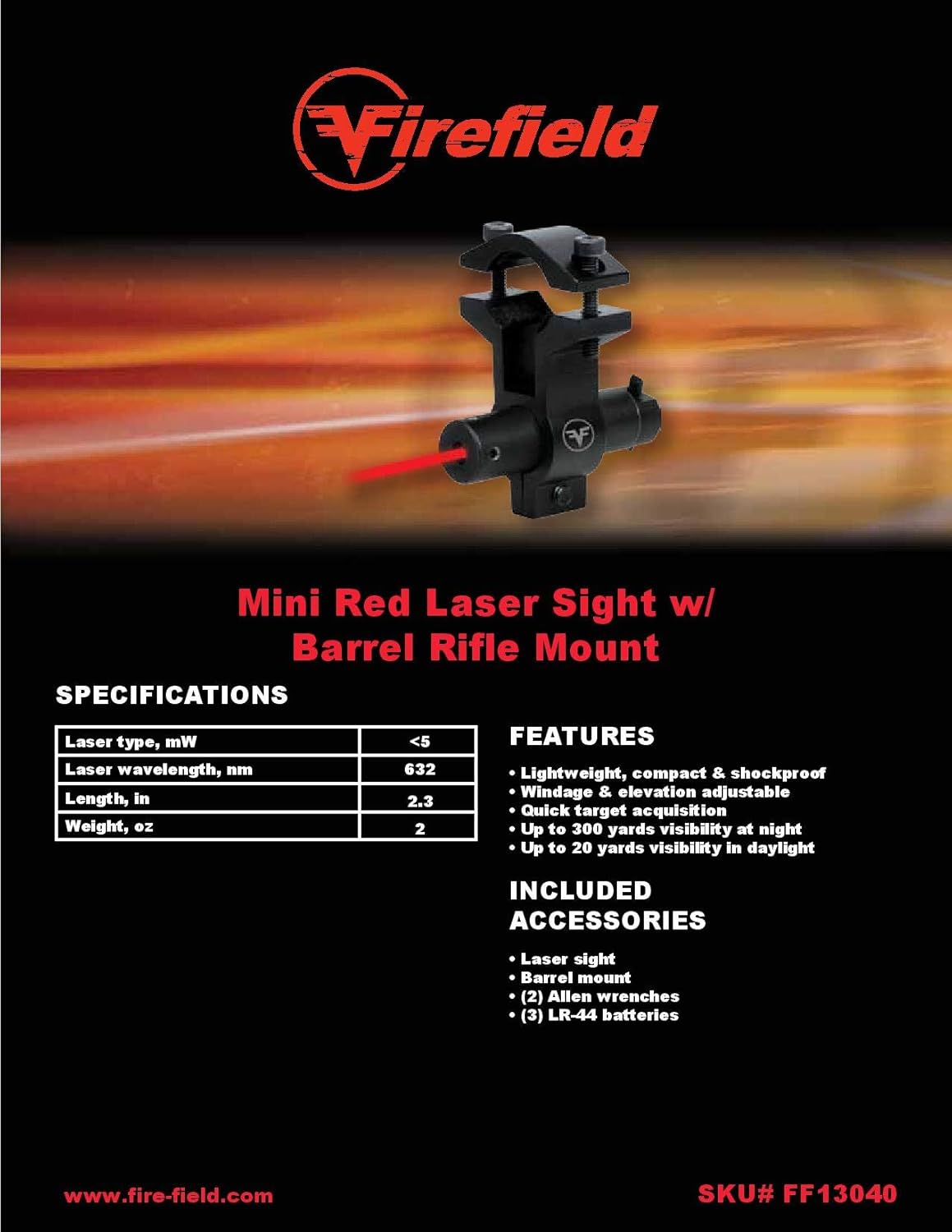 Firefield Mini Red Laser with Barrel Mount : Airsoft Gun Lasers : Sports & Outdoors