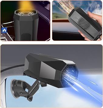 2025 NEWPortable Car Heater,2 in 1 Auto Heater, Fast Heating Defrost Defogger Cooling 12V Lighter Heater 60 Second Plug in Car Cig Lighter Demister, Car Fan Windshield Defroster (QH-N209)