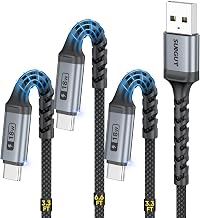 SUNGUY USB to USB C Cable, 3Pack [3.3FT+3.3FT+6.6FT] 3A Fast Charging Extra Durable USB A to C Cable for Car Android Auto/Carplay, Compatible with i-Phone 17 16 15 Series, Samsung, Moto, TypeC Devices