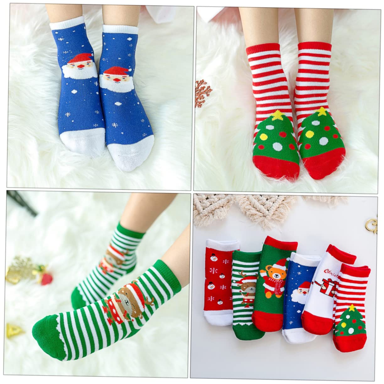 BESTYASH 6paia Calzini di Natale per Ragazzo Ragazza Ragazza Calzini in Pettinato Caldi Invernali per Ragazzo Design Natalizio e Divertente Antiscivolo e Aderente