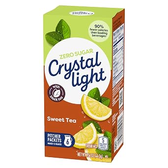 Crystal Light Drink Mix, Zero Sugar Powdered Water Enhancer, Natural Flavor Low Calorie Beverage Mix, Made with Black Tea, Sweet Tea, 6 Pitcher Packets, 1.56 Ounce (Pack of 10)