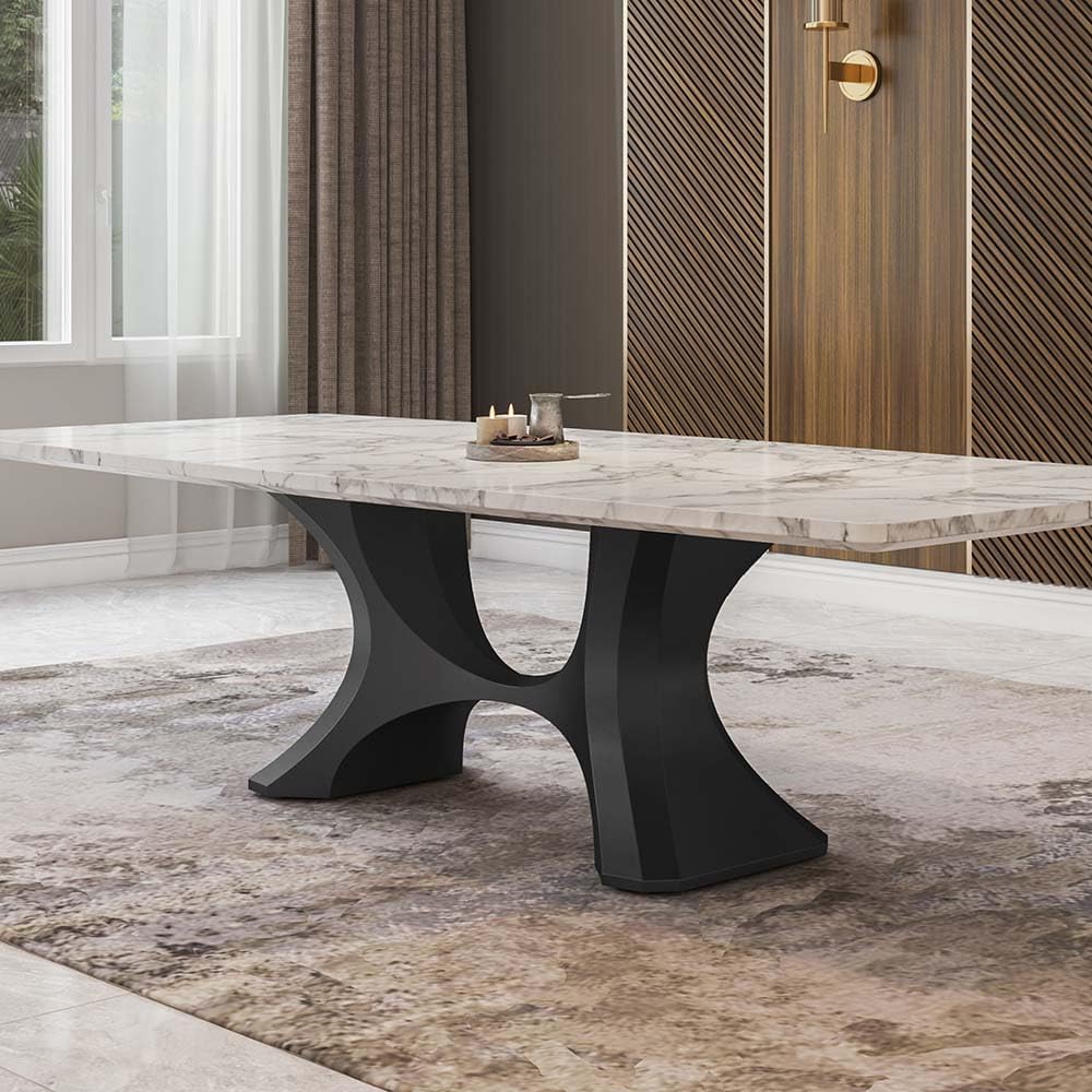 Flowyline 28" H 310 Hoshi Handcrafted Black Metal Table Legs and Bases for Dining Tables | Steel Desk Legs | Rust-Resistant, Adjustable Furniture Legs for Bench DIY Mid-Century Modern Indoor/Outdoor