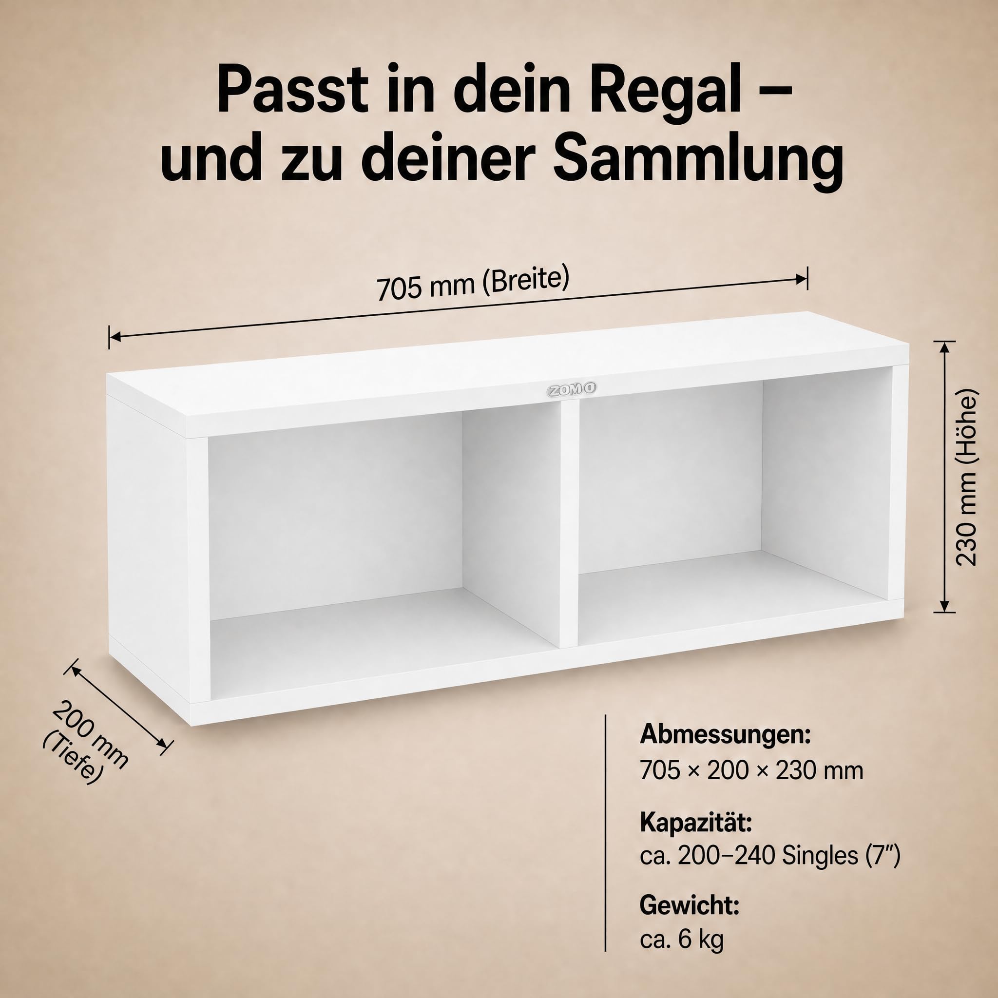 Mobiletto Per Vinili 7" Zomo Vs-Box 7/200 Bianco
