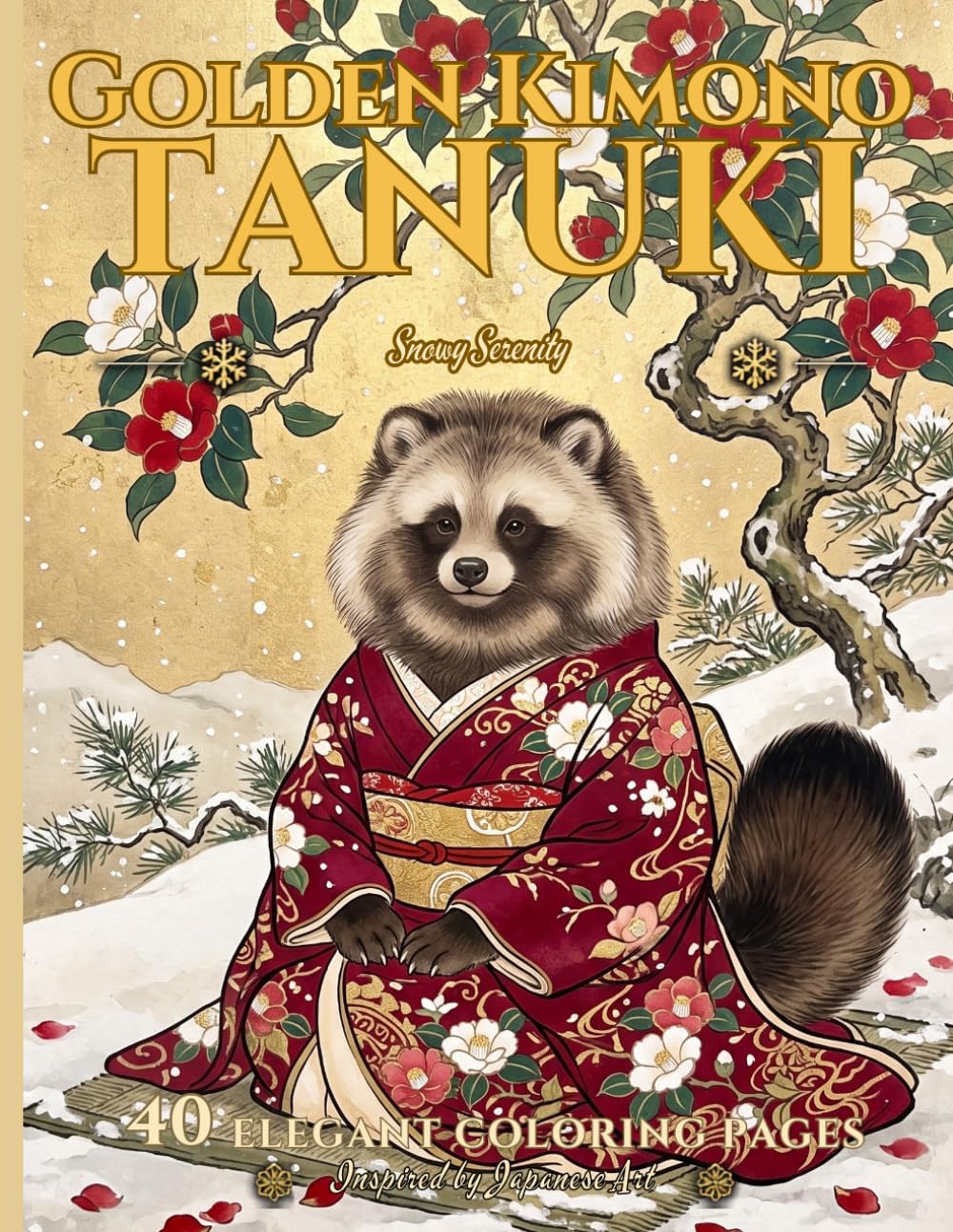 Golden Kimono Tanuki: Snowy Serenity
