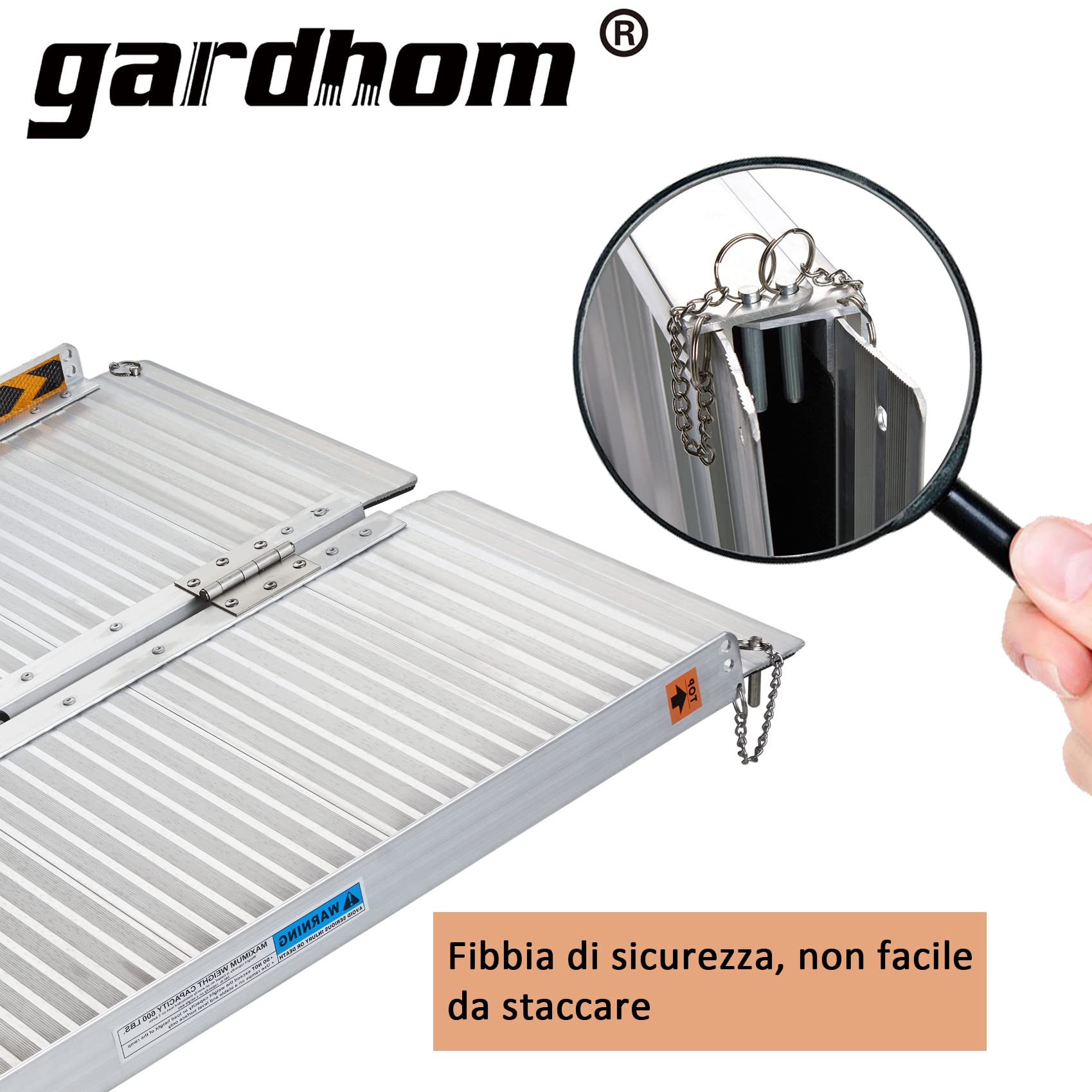 Rampa per Sedie a Rotelle, gardhom 92cm Sedia a Rotelle Pieghevole Capacità di Carico 362kg Rampe di Carico in Alluminio Rampa Disabili per Casa Gradini Scale