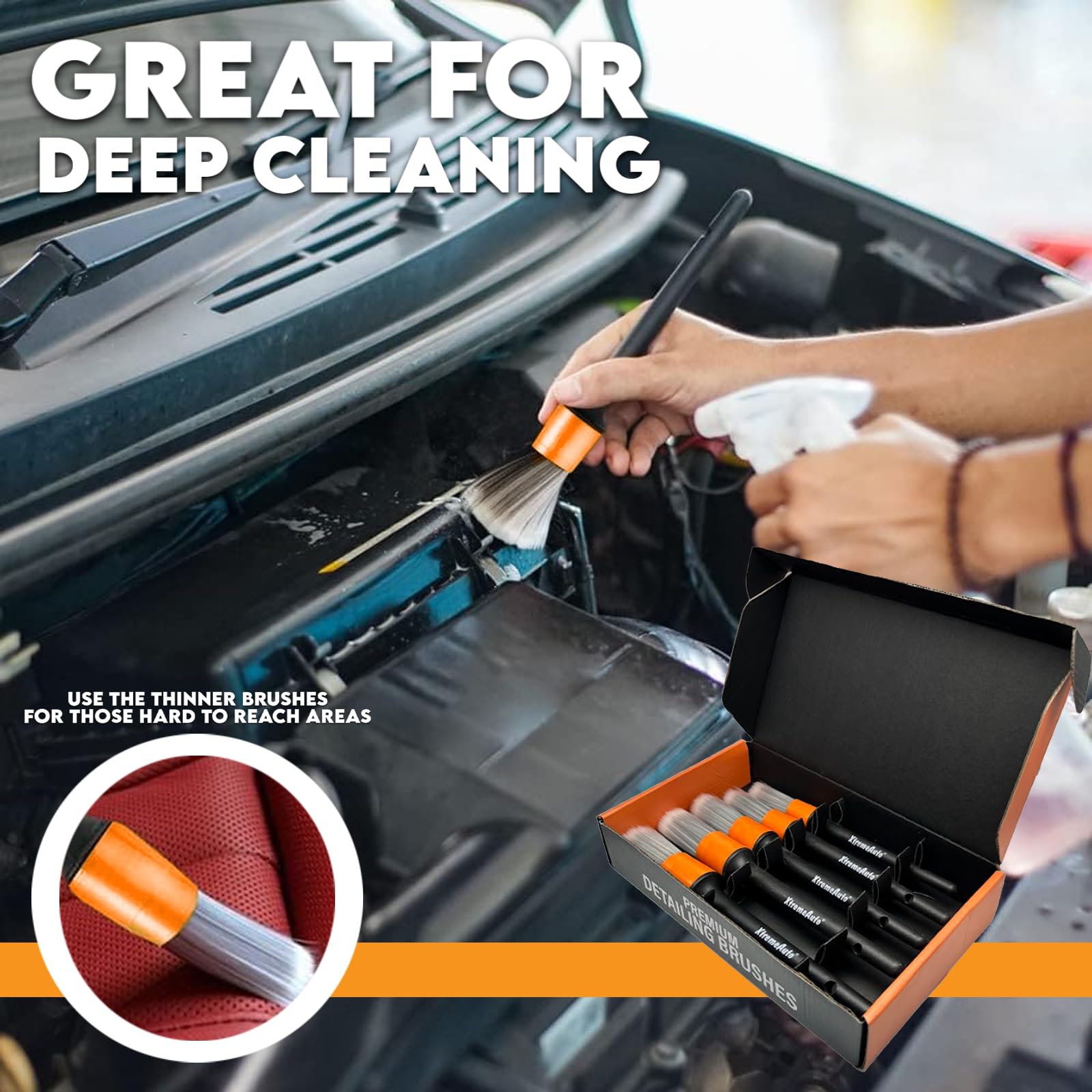 Xtremeauto Car Detailing Brushes Set - 5pc Professional Detailing