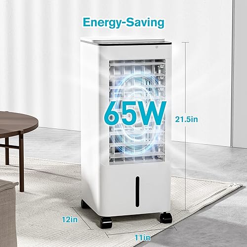 Miniatura 5 de Aire acondicionado portátil, enfriador de aire evaporativo 3 en 1 con control remoto, 3 modos, 3 velocidades y temporizador de 12 horas, CA portátil