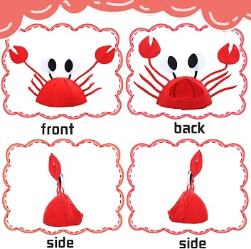 ¡Disfraz De Cangrejo Con Pajarita! 2 Piezas Para Halloween, Carnaval Y Fiestas Divertidas, Ideal Para Adultos Y Niños, Sombrero Gracioso De Poliéster Suave