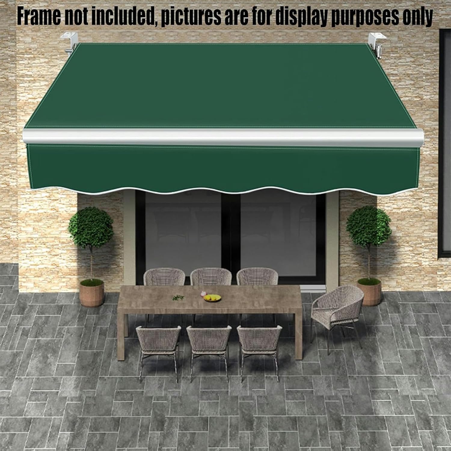 Retractable Sun Shade Patio Awning replacement Fabric (fabric Only) outdoor Waterproof sun Shade Top Cover 280g Polyester canopy Cloth Screen for window Door Market Deck(Size:8x6.5ft,Color:Green)