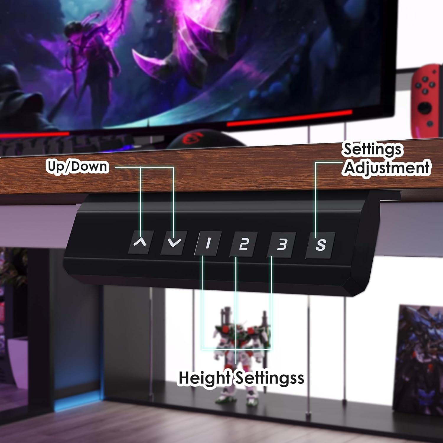 Soohow Electric Standing Desk, 40 * 24 Inches, Adjustable Computer Gaming Desk, Stand up Office Desk for Home Office, Bedroom, Splice Board, Rustic Brown and Black