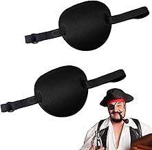 2 Pieces Black Eye Patches for Adults and Children, 3D Adjustable Eye Patch for Amblyopia or Strabismus, Amblyopia and After Surgery, Pirate Costume (Black)
