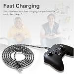 USB-C Cable for Xbox 3m/9.8ft Nylon Braided USB-A to Type-C [2 Pack] by MMOBIEL – Replacement Type-C Cord for Xbox Controllers 18W 480Mbps – Charger Cable Adapter - Gaming Accessories - White/Black