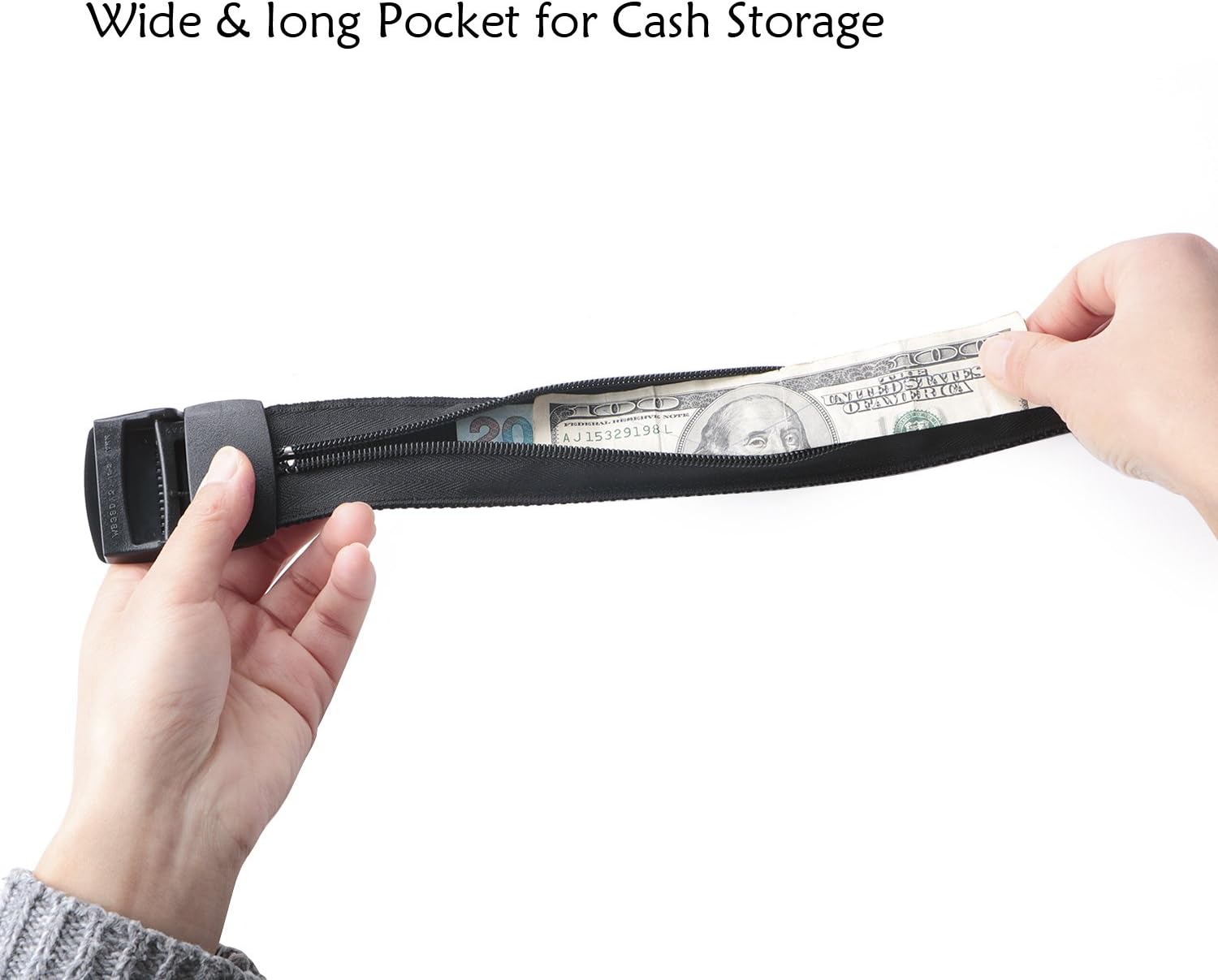 SUOSDEY Travel Money Belt, Nylon Hidden Money Pocket Belt with Plastic Buckle - Image 4