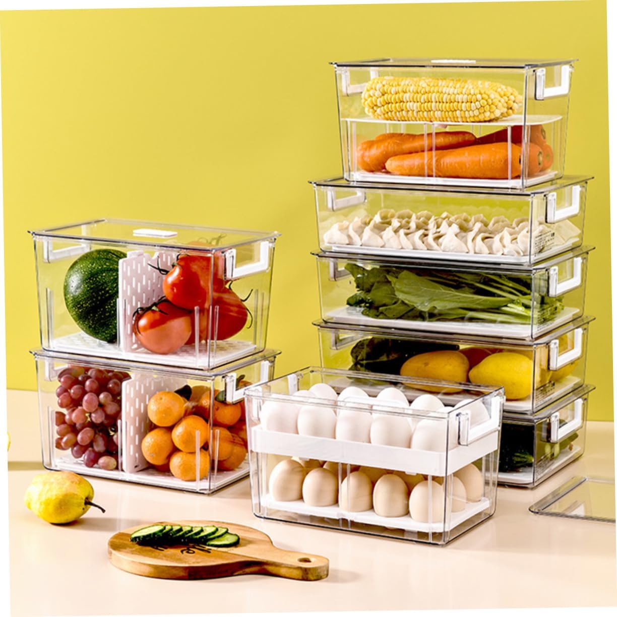 1pc Refrigerator Storage Organizer Bin Lid Separate Compartment Design Easy Access Handle Fridge Keeper for Freshness and Convenience