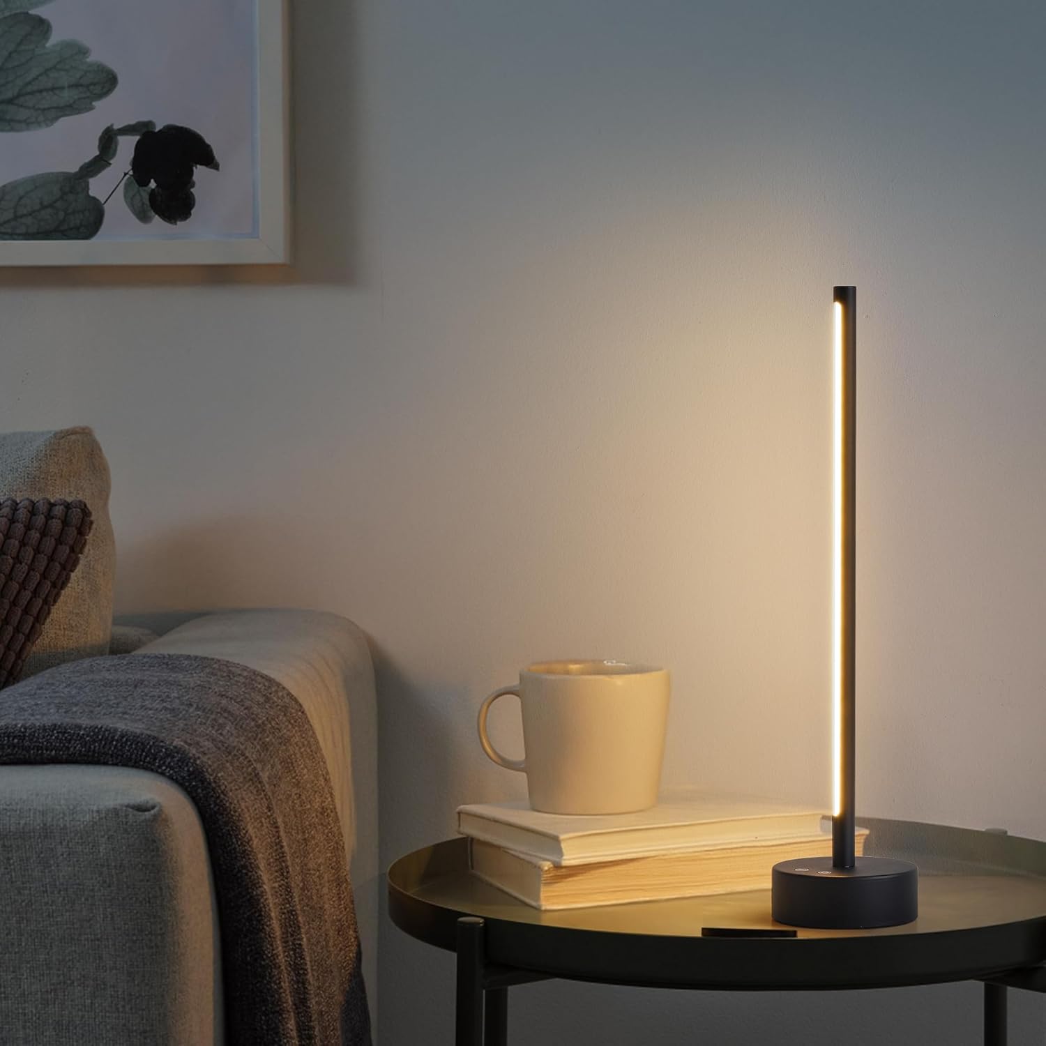 KARTOOSH Cordless LED Table Lamp, Battery Operated Portable Desk Lamp,Dimmable/3 Color/Memory Function,Modern Rechargeable Table Light for Living Room,Bedroom,Bedside,Black