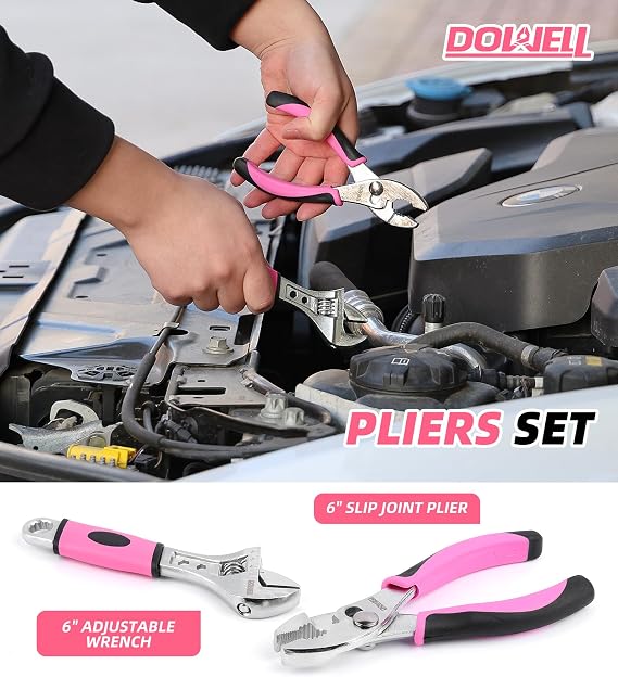 DOWELL Pink Tool Kit 140PCS for Women, Girls, Ladies, Household Tool Set