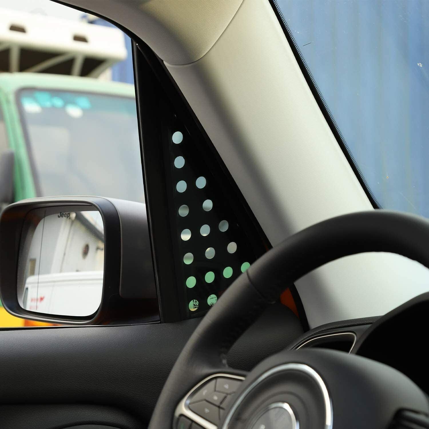 Front Rear Window Triangle Glass Trim Panel Metal Cover 4 Pieces/Set for Jeep for Renegade 2016-2020 Black FRWTGTPMCFJR2