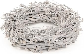 Wooden Wreath White Diameter 45 cm Advent Wreath Branches Branches Door Wreath Table Decoration Door Wreaths