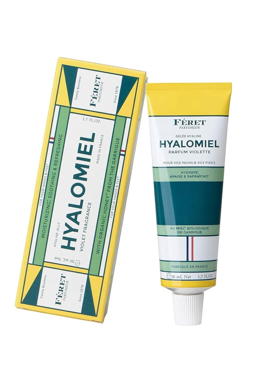 Feret Parfumeur Le Hyalomiel Gel Moisturizer – Violette – Hydrating Skincare with Organic Honey – Soothing Gel for Dry, Cracked Hands, Feet & Skin – Made in France – 50ml / 1.7oz