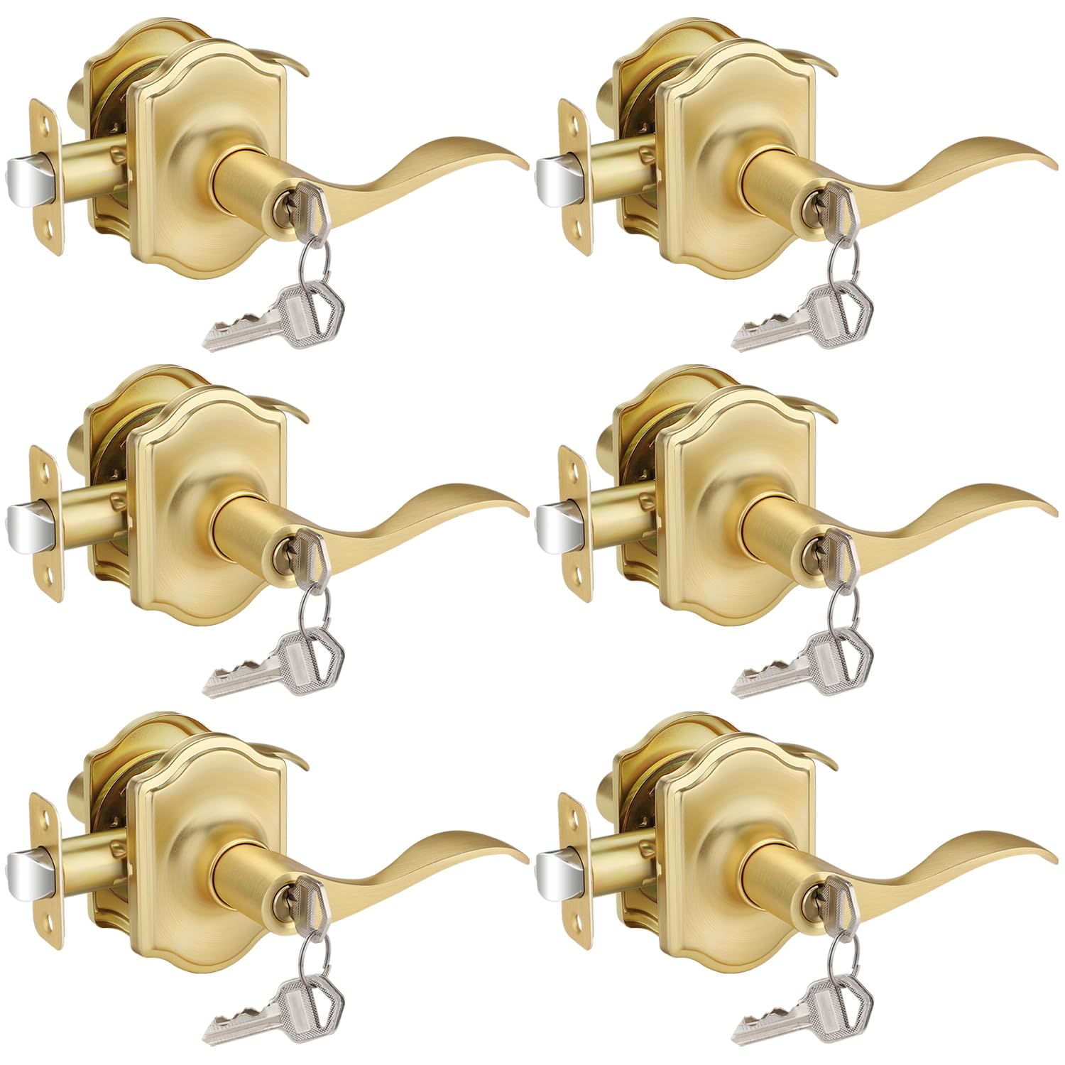 Poignées de porte de rechange EHOMEWARE en laiton résistant avec serrure intérieure lot de 6