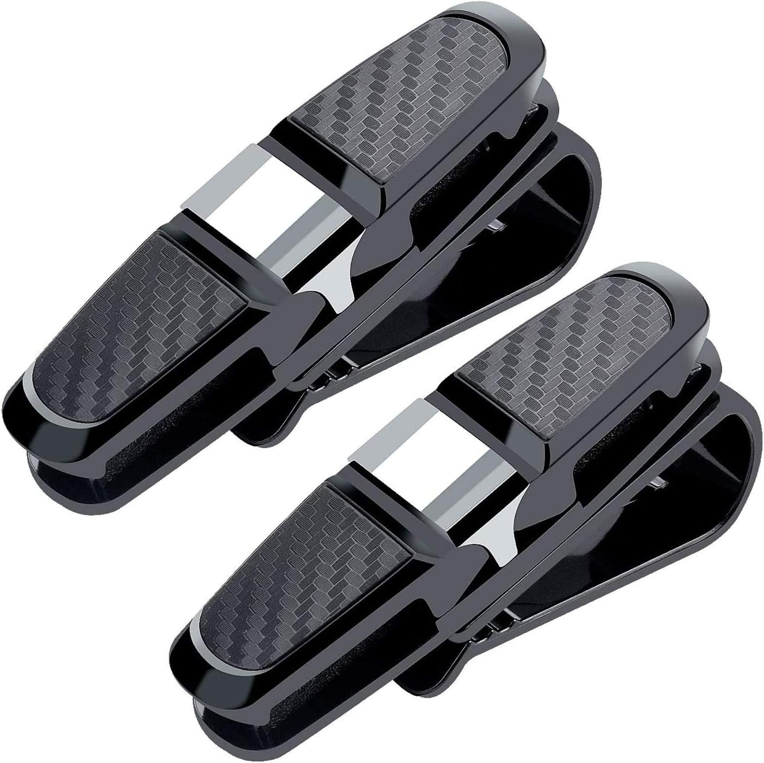 Glasses Holder for Car Sun Visor, 2 Pack Sunglasses Eyeglasses Mount for Car,Double-Ends Clip -180° Rotational Car Glasses Holder with Ticket Card Clip (2 Pack Black)