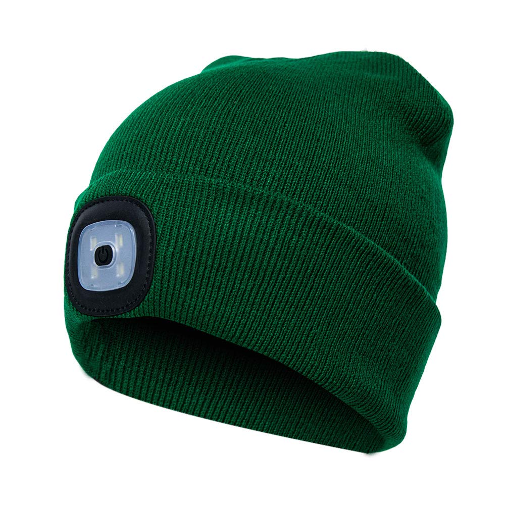 enjoydeal LED Lighted Beanie Cap USB Rechargeable Knitted Hat with Light Hands Free 4 LED Headlamp for Running Walking