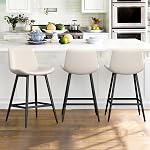 Cozyman 24 inch Counter Stool, Modern Bucket Barstools, Counter Height Bar Stools with Back and Footrest for Home Kitchen Island Restaurants, Set of 4, Black