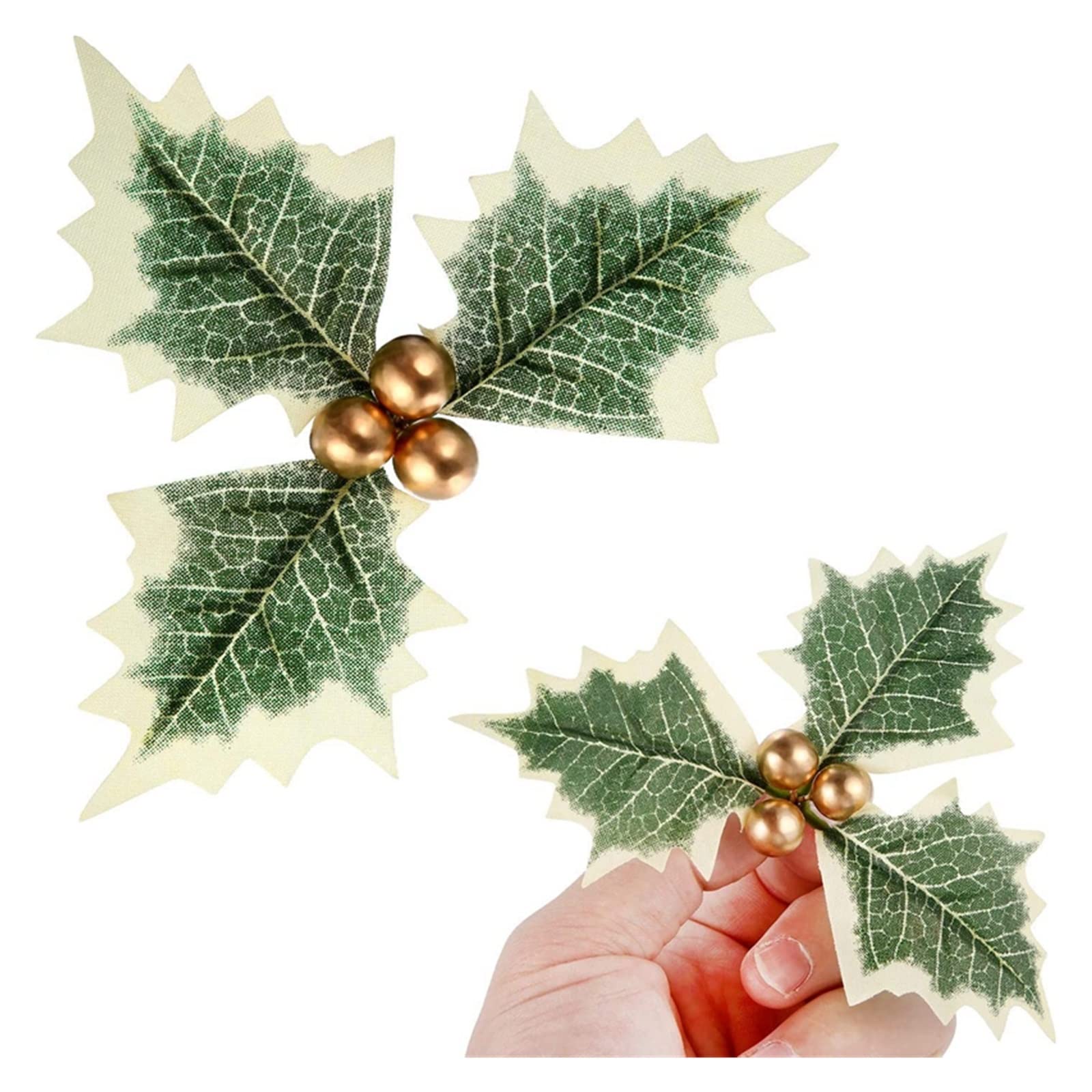 Plantes décoratives artificielles – Baies de houx artificielles avec feuilles adaptées for couronne de Noël, arrangement floral de mariage, cadeau, décoration de scrapbooking, fausses baies 5/6 cm ( C