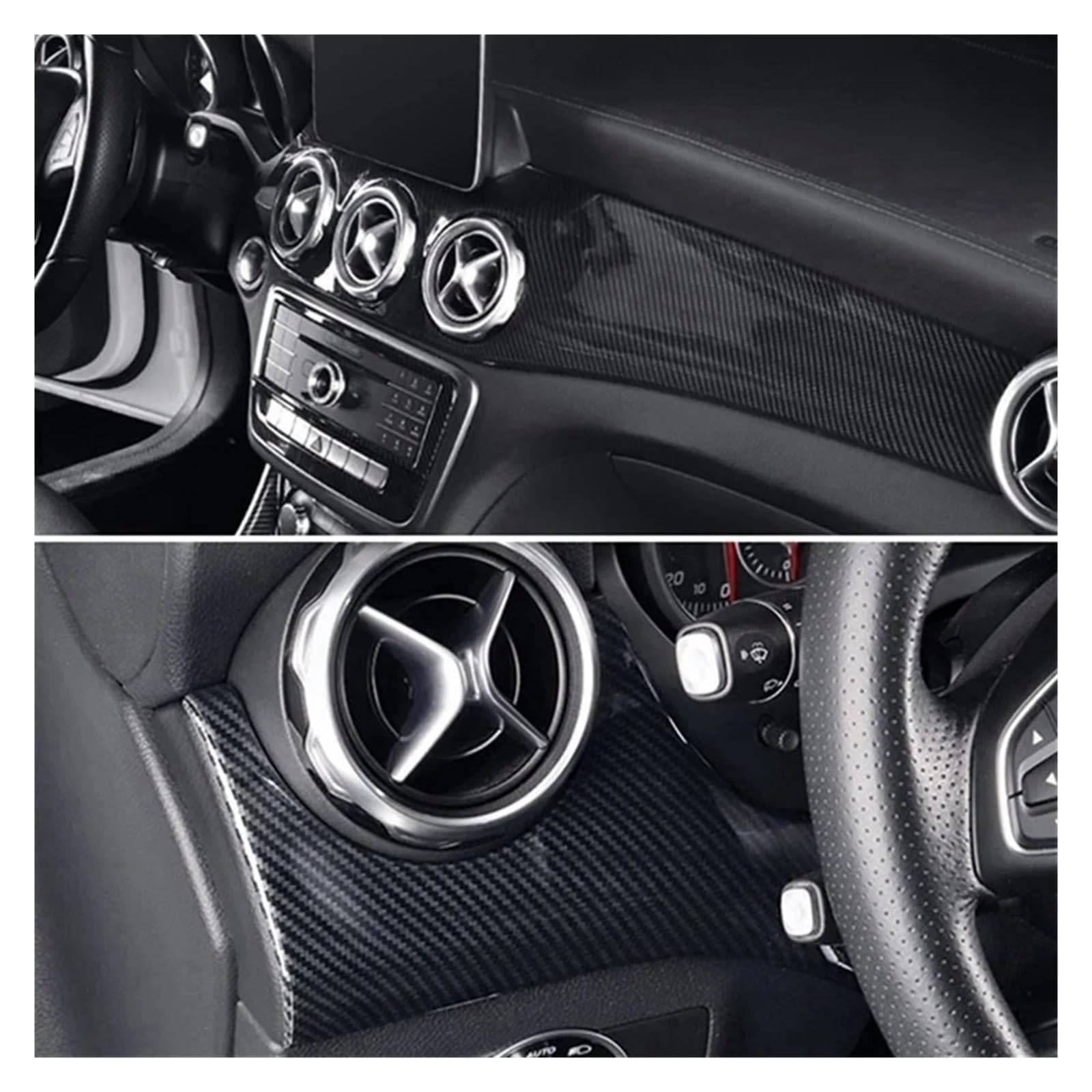 1 Juego Molduras Para Panel Instrumentos LHD Para Benz Para CLA/Para AMG/Para GLA Cubierta Salida Aire Control Central Interior Automóvil