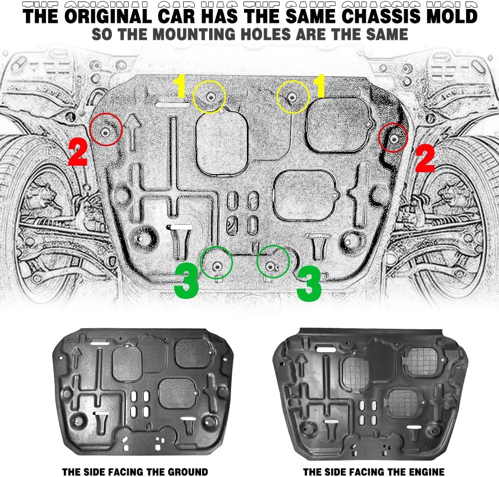 Front Engine Splash Shield Fit for Honda Civic 2022 2023 2024 Skid Plate Suitable for Civic Engine Guard Cover Mud Flaps Directly Replace Original One Black