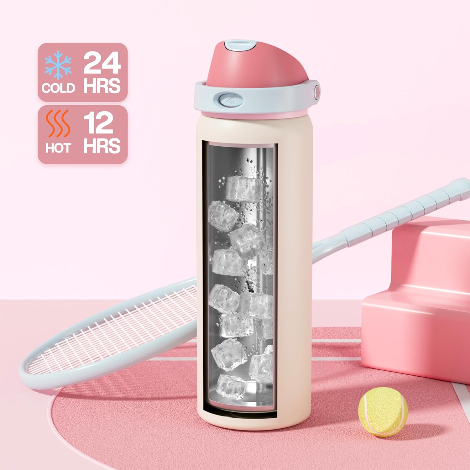 POWCAN 32 oz Water Bottle with Handle for Hiking: Straw and Spout Lids, Dual Opening, Leakproof, Vacuum Insulated Flask with straw for Sports, Camping, Climbing, Workout, Travel (Breezy Sunday) - Image 3