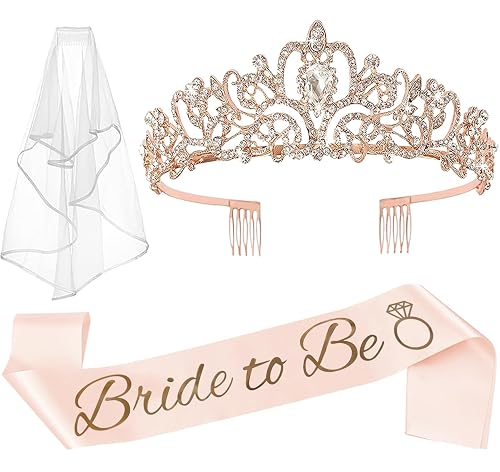 JETKONG 3 Pcs Bachelorette Party Decorations Bridal Shower Crown, Bride