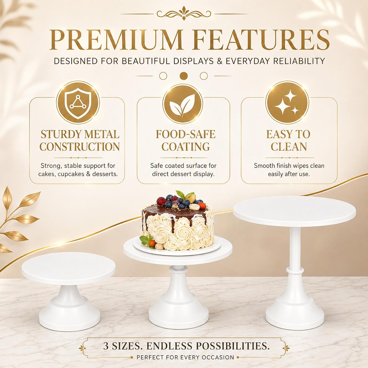 3 Pack Metal Cake Stand, 8 10 12 Inch Tiered Display image 5