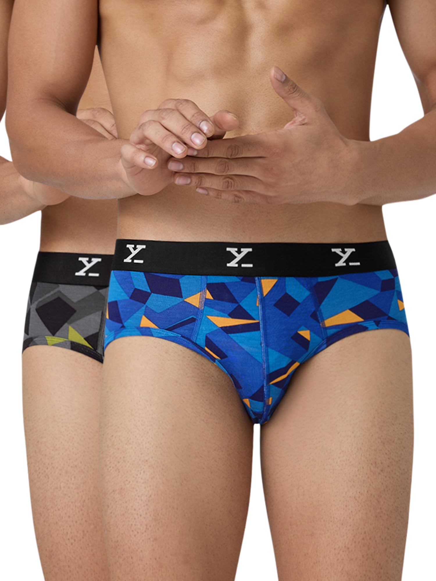 xyxx Men's Modal Slim Geometric Briefs (Pack of 2) (XY_R5_BRF_02 Blue + Prism Grey-picture-10