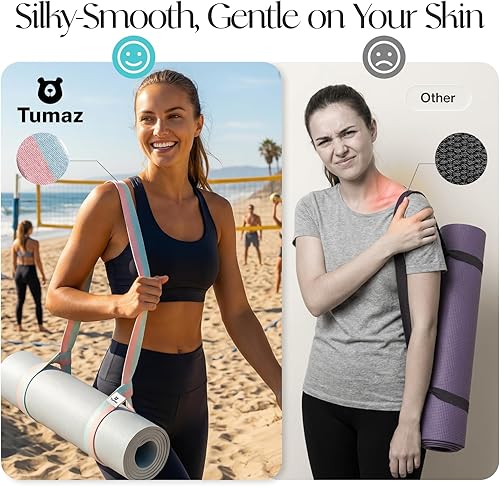 Miniatura 5 de Tumaz Correa para esterilla de yoga [alfombrilla no incluida] (2 tamaños) con textura delicada extra gruesa y cómoda, soporte ajustable para 02.