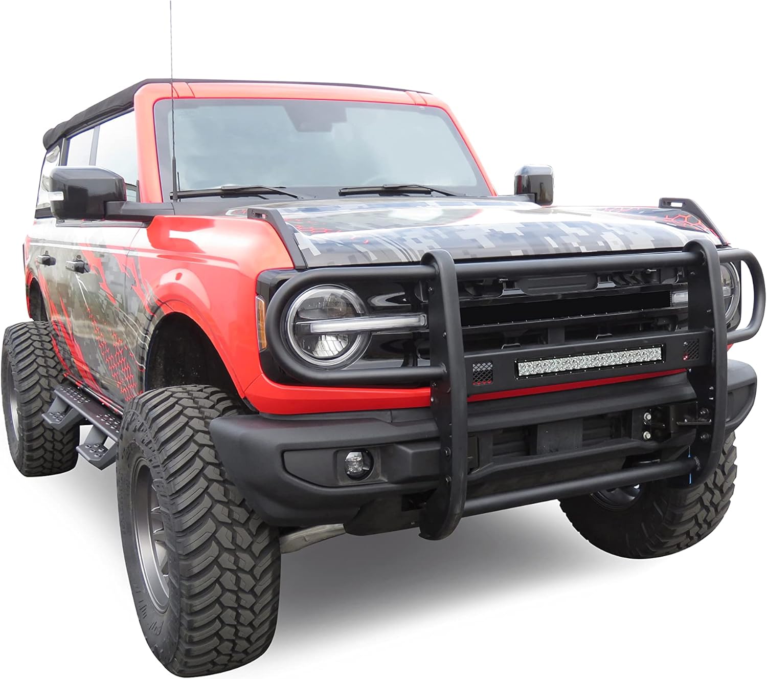 Black Horse Beacon Grille Guard Modular Black Compatible with 2021-2026 Ford Bronco (Full Size)-BGFB21