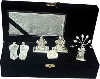Silver plated Laxmi Charan With Chowki