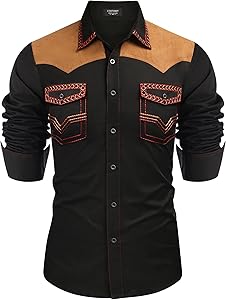 COOFANDY Men's Western Cowboy Shirt