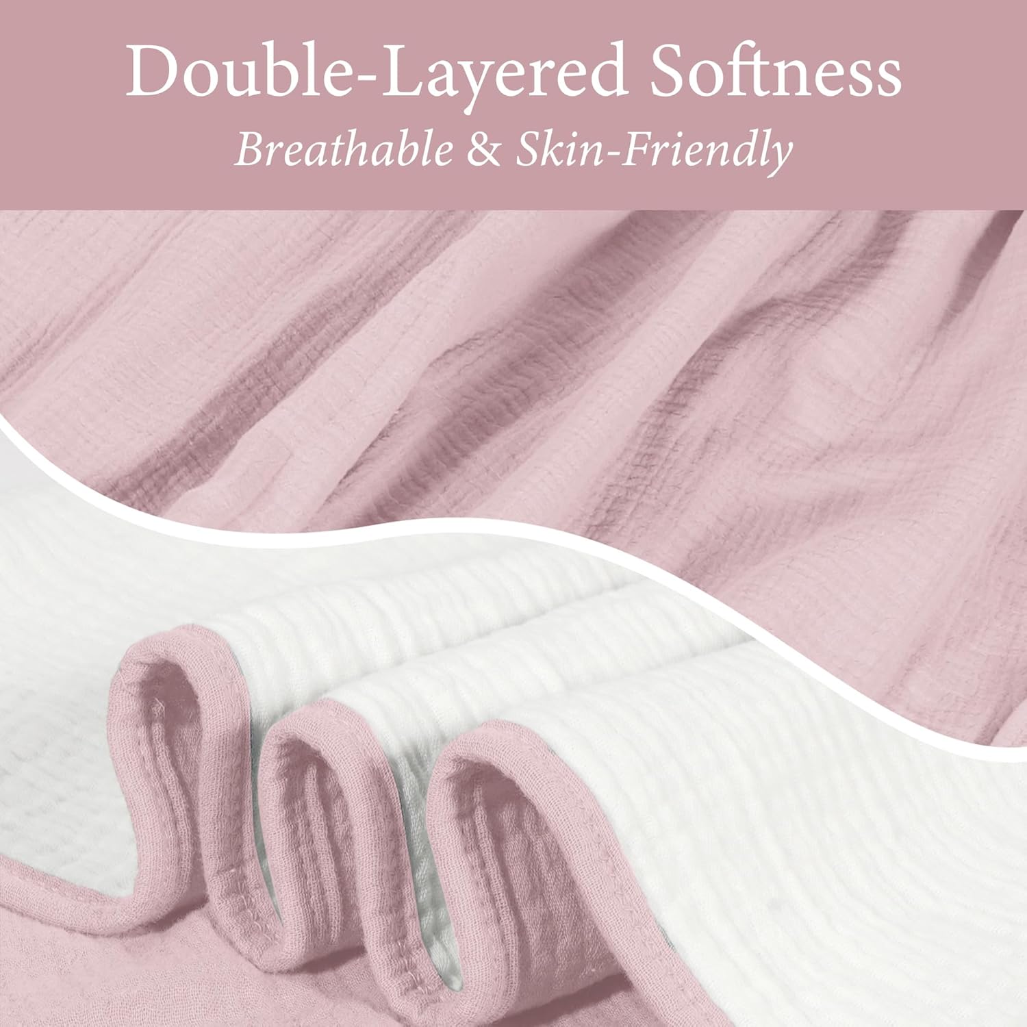 Ababy Cotton Muslin Swaddle Blanket for Baby – Breathable & Soft Receiving Blanket, Lightweight, Perfect Newborn Essential, Extra-Large 47″ × 47″ - Blush Pink