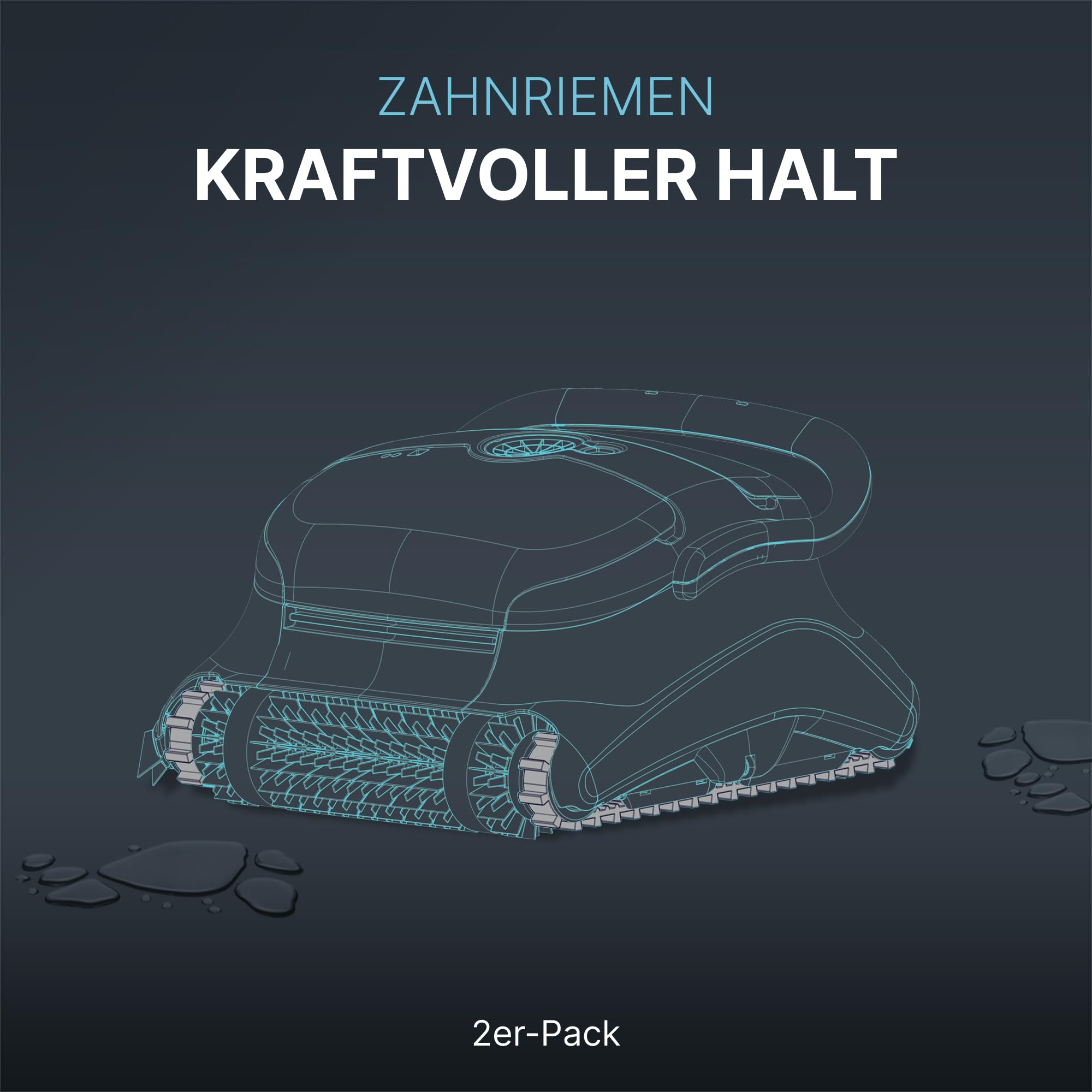 Dolphin Original-Ersatzteil - Langlebige graue Zahnriemen (2 Stück) - Teilenummer 9985006-R2