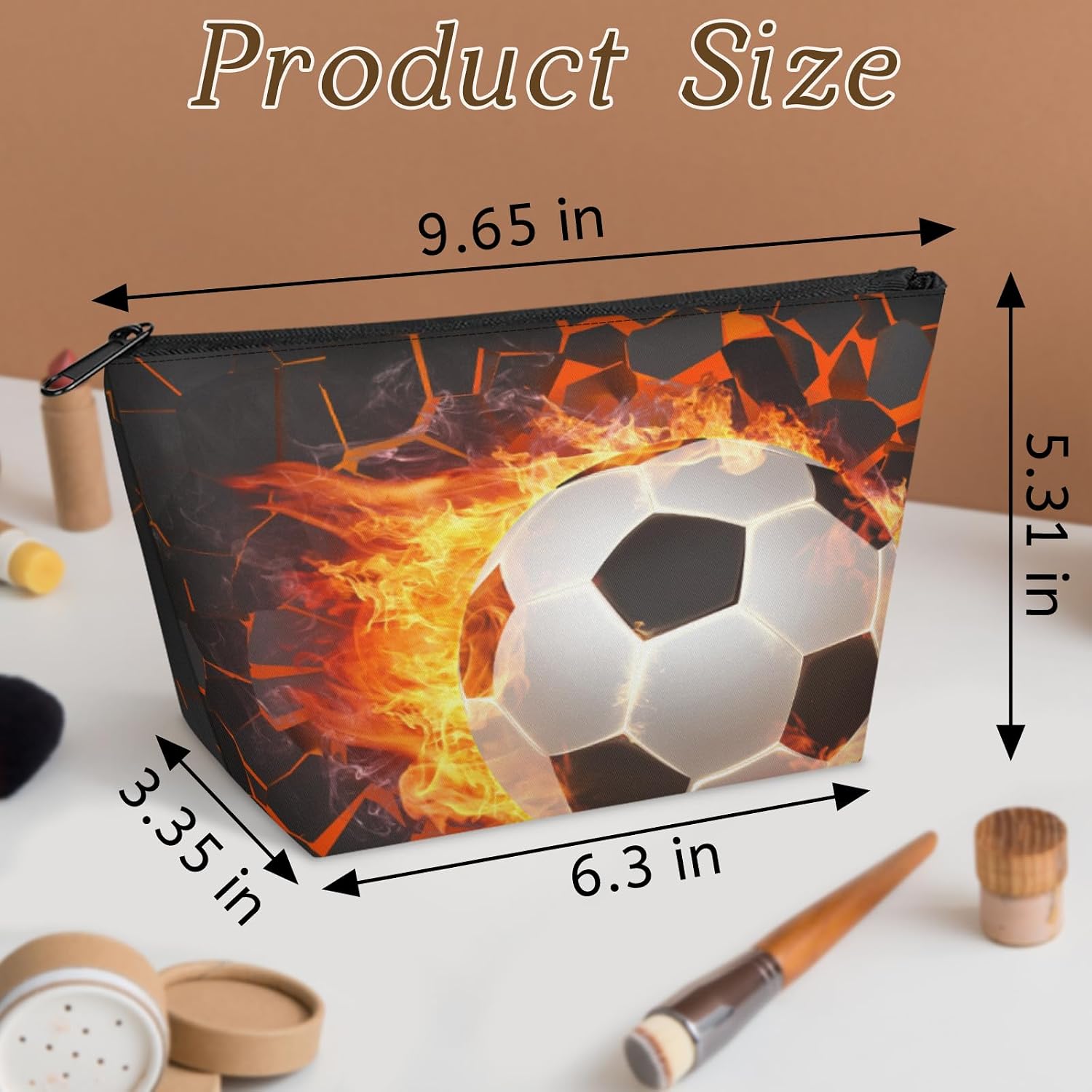 Soccer Kids Travel Mini Makeup Bag for Girls Boys Small Cosmetic Bag for Purse Zipper Waterproof Shower Toiletry Bags Cute Makeup Pouch Gift image 4